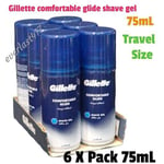 gillette comfortable glide shave gel Mini Shave Gel 75ml - Travel Size ☆ 6 PACK 