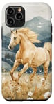 Coque pour iPhone 11 Pro Aquarelle Running Palamino Horse in Meadow