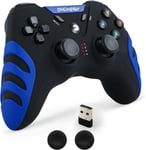 Manette Pc Sans Fil,Ps3 Manette Pc Gamepad Avec Double Vibration,Sans Fil 2,4g Gamer Manette Pour Pc Windows 11 10 8 7,Ps3,Android Smart Tv,Tv Box,Steam,Raspberry Pi (Noir + Bleu)