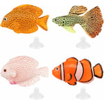 Faux Poisson en Sipcone 4 Pcs Artificiel Poisson pour Fish Tank Faux Poissons Tropicaux Faux Poissons Décoratifs pour Aquarium Fish Tank Décoration