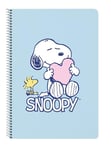 SNOOPY LOVE - Carnet Folio 80 feuilles, couverture rigide, idéal pour les enfants de différents âges, confortable et polyvalent, qualité et résistance, 21,5 x 1 x 31 cm, bleu clair, M, Décontracté