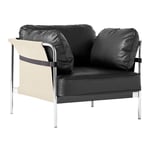 HAY - Can 1 Seater - Chrome Base - Natural Canvas - Cat.6 - Sense Black - Nojatuolit - Ronan & Erwan Bouroullec - Metalli/Tekstiili materiaali