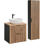 Petits-meubles - Ensemble meuble simple vasque 60cm et colonne Gaia Bois et Noir