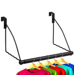 HOLDN’ STORAGE Over The Door Hooks - Door Rack Hangers for Clothes - Bathroom Over Door Hooks for Hanging Clothes & Towels - Over The Door Clothes Drying Rack. Black