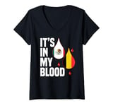 Womens IT'S IN MY BLOOD / EN MI SANGRE - MEXICO AND BELGIUM PRIDE V-Neck T-Shirt