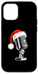 Coque pour iPhone 12/12 Pro Bonnet de Père Noël avec microphone - Style vintage - Karaoké - Amoureux de Noël