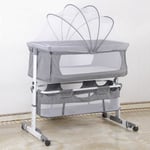 Sifree - Berceau Bébé Lit Pliable Berceau ( avec 1 moustiquaire et 1 étagère)GRIS