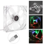 4 LED DC 5V 12cm 120x120x25mm USB PC CPU Cooling Fan Low Noise Transparent Case