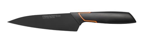 Fiskars Couteau de chef, Design moderne, Longueur totale: 27 cm, Acier/Plastique, Edge, 1003095, Noir/Orange