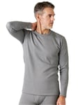 LAPASA Haut Thermique Homme Maillot de Corps à Manches Longues sous-Vêtements Chauds Automne/Hiver M26 Gris Clair (1 Haut) L