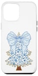 iPhone 12 Pro Max Cute Blue Flower Christmas Tree Coquette Toile French Floral Case