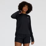 New Balance Long Sleeve T-skjorte Dame XS - Svart, Perfekt for Løping og Trening