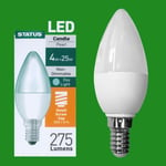 2x 4W (=25W) LED Candle Pearl Day Light 6500k SES E14 Small Edison Screw Bulb