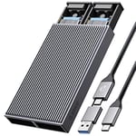 ORICO Dual-Bay Boîtier M.2 NVMe SSD, Aluminium USB3.2 Gen2 10Gbps Adaptateur, pour PCIe M-Key, B&M Key 2230/2242/2260/2280 SSD, sans Outil M.2 Type-C Station d'accueil, Jusqu'à 4To- BM2-2N