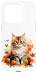 Coque pour iPhone 15 Pro Cute Fall Cat With Autumn Pumpkins For Girls And Cat Grandma