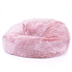 Pouf en Fausse Fourrure, Pouf Fauteuil de Salon pour Adultes, Rose Poudré, oeko-tex - Icon