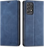 Étui En Cuir Premium Pour Samsung Galaxy A52 5g - Bleu Avec Fente Pour Carte, Fonction De Support Et Fermeture Magnétique.