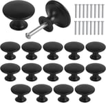 16PCS Boutons de Placard, Boutons de Tiroir Vintage, 30mm Tiroir de Porte Poignée, Rond Bouton de Meubles, Boutons de Porte, Poignées de Meuble pour Armoire Cuisine, Tables Chevet (Noir)