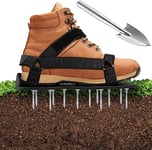 Ohuhu Lawn Aerator Shoes with Stainless Steel Shovel, Free-Installation Aerating Shoes with Hook & Loop Straps, Heavy Duty Spiked Aerating Sandals, One-Size-Fits-All for Yard Patio Garden Grass Lawn