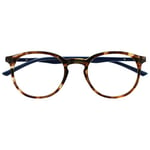 OPULIZE Met Lunettes Anti-Lumière Bleue Monture Ronde et Mince Charnières à Ressort Améliore le Sommeil Jeux Ordinateur Écailles de Tortue Marron Hommes Femmes B60-2 +0.00