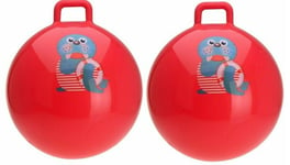 Kids Space Hopper Balls Set x2 Red Rubber Skippy Balls Indoor Outdoor Jump Toys