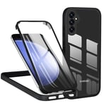 TVVTPU Coque pour Samsung Galaxy S24 FE 5G, Antichoc Housse avec Protecteur D'écran Intégré, Étui de Téléphone 360 Protection Complet Portable Double Face Transparent Bumper Intégrale Case - Noir