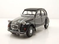 Citroen 2CV 6 Charleston Canard 1982 Gris Noir Maquette de Voiture 1:24 Welly