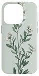 iPhone 14 Pro Leaves Botanical Plant Line Art Sage Green Wildflower Floral Case