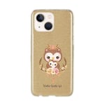 Coque pour Iphone 13 paillettes dore chouette et maman