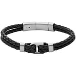 Bracelets Fossil  Bracelet homme  Heritage D-Link cuir noir