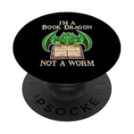 Je suis un dragon de livres, pas un ver, un amateur de livres, un nerd PopSockets PopGrip Adhésif