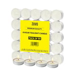 Tea Lights Candles 4-Hour Burn (50 Pack) - White t Lights - Unscented 3.8 x 2.3 cm - 4hr - Zuvo