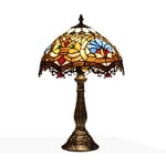 Lampe de table d'inspiration Tiffany avec mosaïque florale en