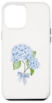 Coque pour iPhone 12 Pro Max Bleu Hortensias Bleu Bow Cottagecore Esthétique