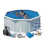 Poolpaket Swim & Fun White Steel Rund Baspaket 132 cm Djup