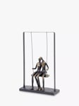 Libra Interiors Couple Sitting on a Swing Sculpture, H37cm, Bronze