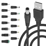 5v DC 5.5 2.1mm Jack Laddningskabel Strömkabel, Usb Till Dc Strömkabel Med 13 Utbytbara Pluggar