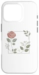 Coque pour iPhone 16 Pro Rose florale botanique, style minimaliste, roses d'amour