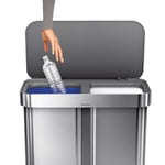 simplehuman 58L Dual Compartment Pedal Bin - Recycling & Waste Stainless Steel