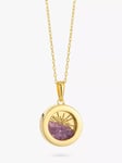 Rachel Jackson London Personalised Small Deco Sun Birthstone Amulet Necklace, Gold