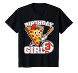 Youth Baseball Softball Pizza 3rd Birthday Girl 3 Years Old T-Shirt