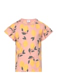 Top Frill Sleeve Lemon Aop Tops T-shirts Short-sleeved Pink Lindex