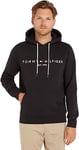 Tommy Hilfiger - Hoodie For Men - Tommy Hilfiger Men's Hoodie - Pullover Hoodie Featuring Tommy Logo Design - White Drawstring - Jet Black