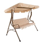 2 Seater Garden Swing Seat / Hammock - Beige-Stripe