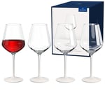 Villeroy & Boch - Manufacture Rock blanc Ensemble de verres à vin rouge, 4 pièces. Ensemble de verres pour vin rouge, 470 ml, Verre en cristal, Aspect ardoise blanc mat