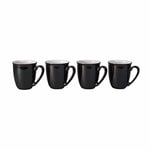 Denby - Elements Black Coffee Mug Set of 4 - 330ml Stoneware Ceramic Tea Mug Set For Home & Office - Dishwasher Safe, Microwave Safe - Black, White - Chip Resistant