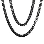 FaithHeart 75cm Chaîne Solide pour Homme Collier Noir Épaisse 6mm Maille Vénitienne Bijoux pas Cher Acier Inoxydable Cadeau Couple Homme