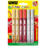 UHU Blister de 6 tubes de colle à paillettes Glitter Glue "Couleurs festives