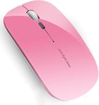 Q5 Souris Sans Fil Rechargeable,Ultra-Mince Optique Mouse Silencieux 1600 Dpi Réglable Wireless Mouse Pour Ordinateur,Pc,Portable,Macbook(Rose)