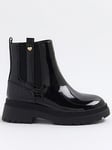 River Island Older Girl Patent Stud Chelsea Boots - Black